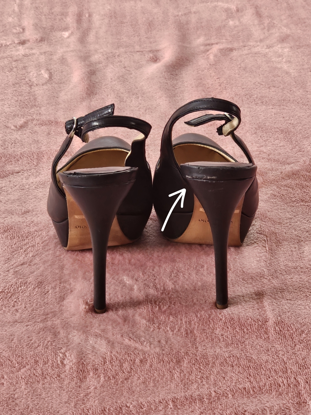 Size 6.5 Barneys New York Black Leather Platform Slingback Pumps Size 37 - Picture 5 of 16